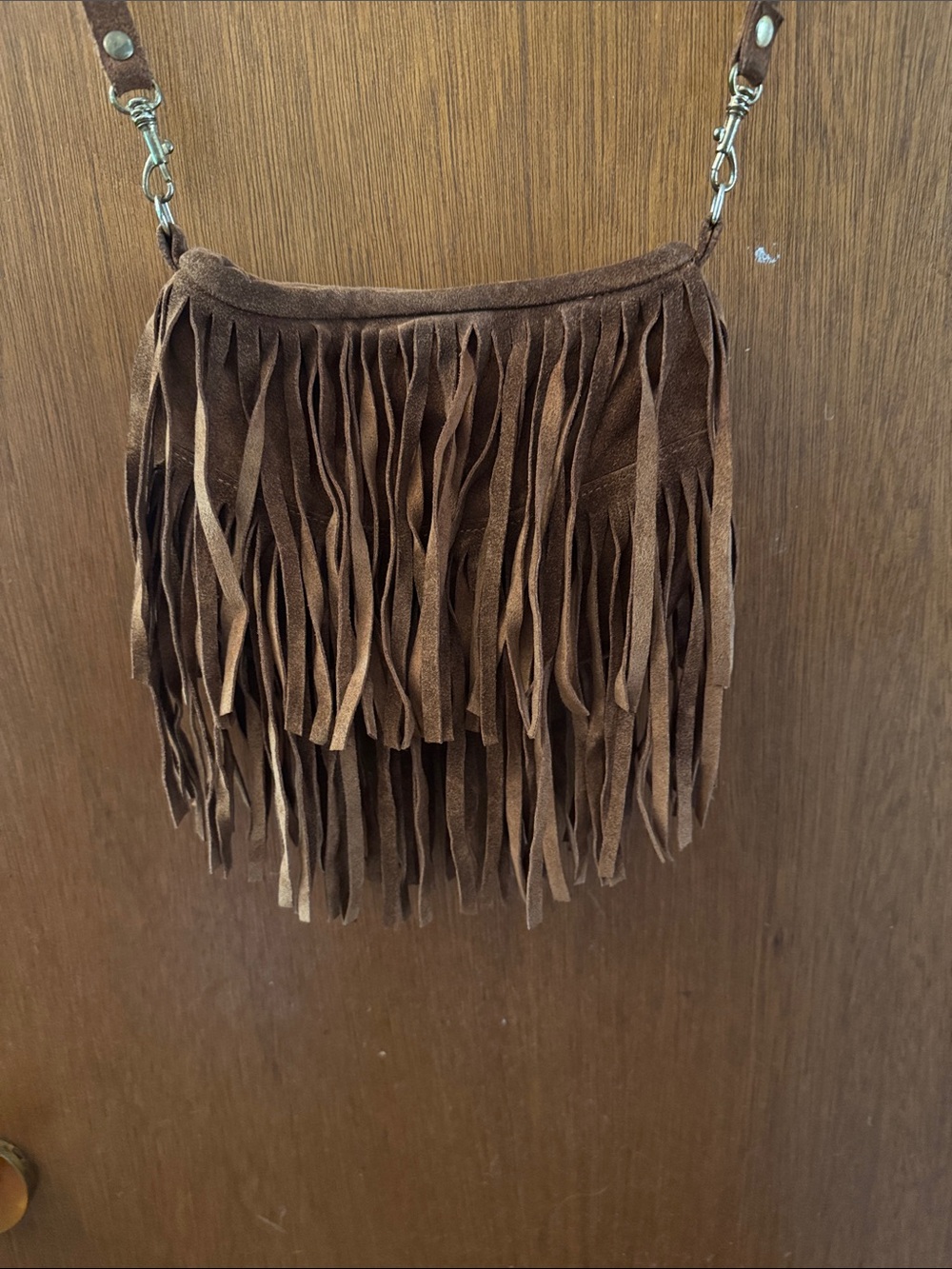 JJ Winters Brown Suede Fringe Crossbody Bag